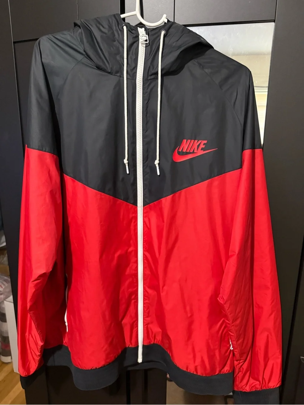 Nike Black Windbreaker Jacket with Red Logo Tag